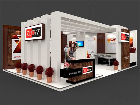 Exhibition stall 3d model 9x6 mtr 2 sides open