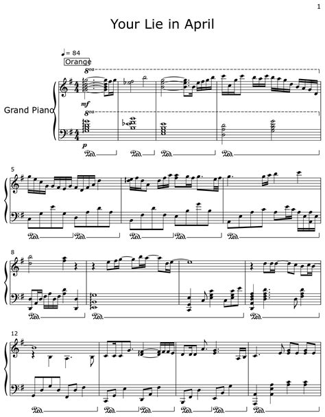 Your Lie In April Sheet Music For Piano