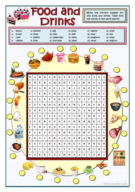 Food And Drinks Wordsearch Worksheet Free Esl Printable Worksheets Made By Teachers English