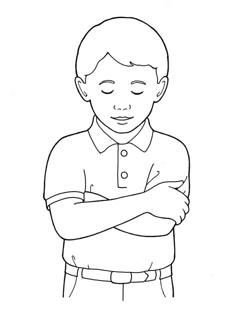 Picture Of Little Girl Praying Black And White Clipart 20