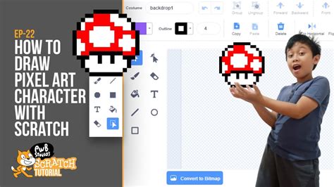 Ep 22 Pwb Scratch How To Draw Pixel Art Character With Scratch