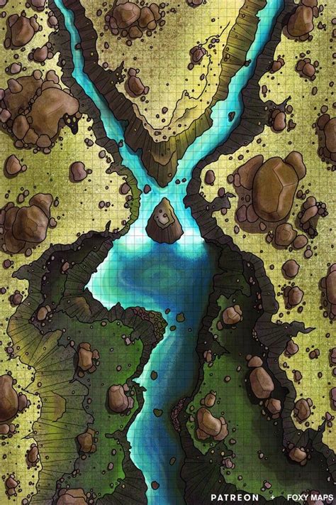 Twin Waterfall 40x60 Oc Battlemap Battlemaps Fantasy City Map
