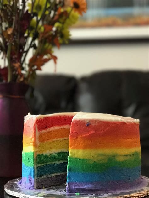 I Made A 6 Layer Rainbow Cake For A Pre Houston Pride Celebration R
