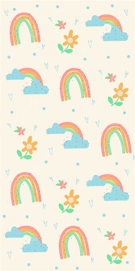Cute Rainbow Pattern Background For Mobile Wallpaper Wallpaper Image