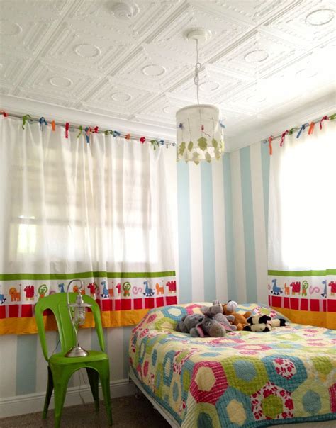 Kids Bedroom With Decorative Ceiling Tiles Kitchen Floor Tiles Ideas