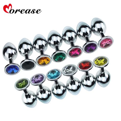 1 Pcs Medium Size Metal Anal Plug Crystal Stainless Steel Anal Sex Toys Booty Beads Jewelled