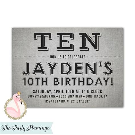 10th Birthday Invitation 10th Birthday Invite Boy Printable Etsy