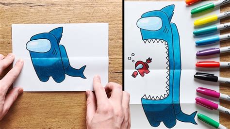Drawing Among Us Shark Surprise Fold For Kids Youtube