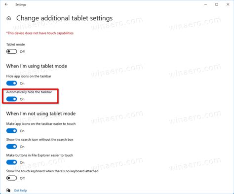 Make Taskbar Auto Hide In Tablet Mode Of Windows 10