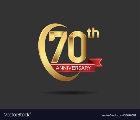 70 Years Anniversary Logo Style With Swoosh Ring Vector Image