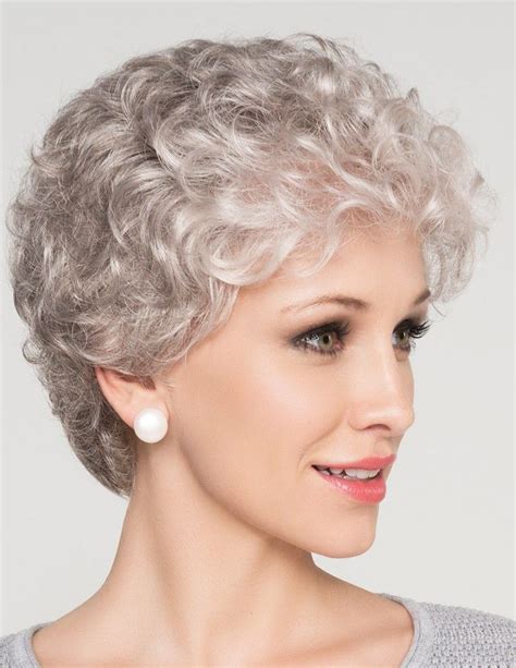 Natural Short Curly Grey Hair Wig For Older Women Rewigs