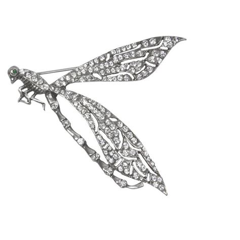 Stunning Large Runway Cubic Zirconia Sterling Silver Dragonfly Brooch
