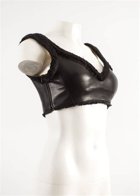 Alaia 1994 Black Leather Bra With Fringing For Sale At 1stdibs Xyxyxy