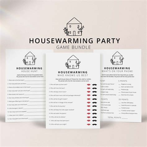 Housewarming Party Game Bundle Printable Modern Housewarming Etsy