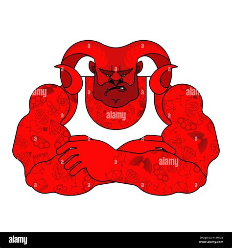 Demon Strong Red Powerful Devil Big Satan Angry Lucifer Stock Vector