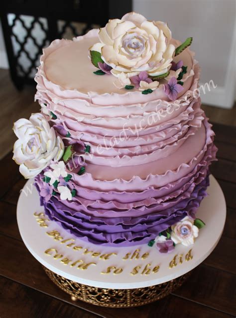 Ombre Purple Birthday Cake With Sugar Flowers 16th Birthday Cake For
