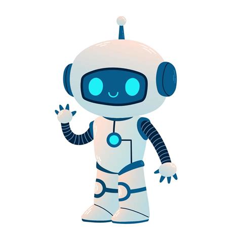 Cute Robot Waving Hand Cartoon Science Technology Concept Isolated