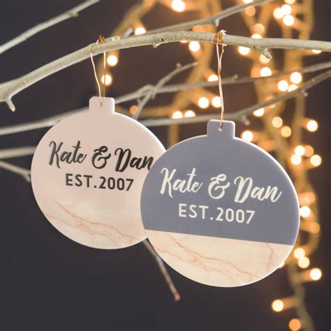 Personalised Couples Marble Christmas Decoration By Oakdene Designs