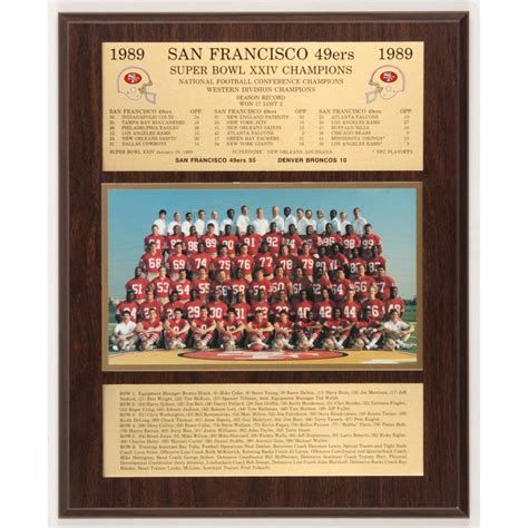 1989 San Francisco 49ers 13x16 Photo Plaque Pristine Auction