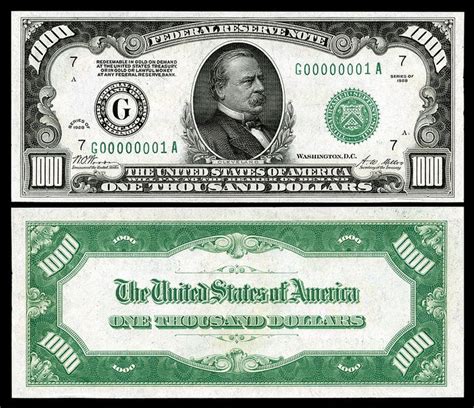 Large Denominations Of United States Currency Wikipedia 1000 Dollar