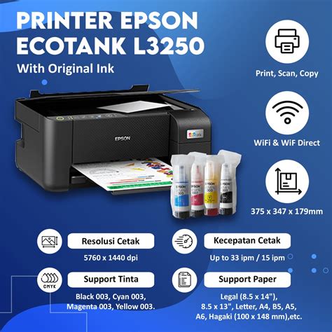Jual Printer Epson L3250 Black L3256 White WiFi All In One Printer