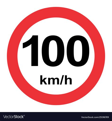 Speed Limit 100 Kmh Traffic Sign Royalty Free Vector Image