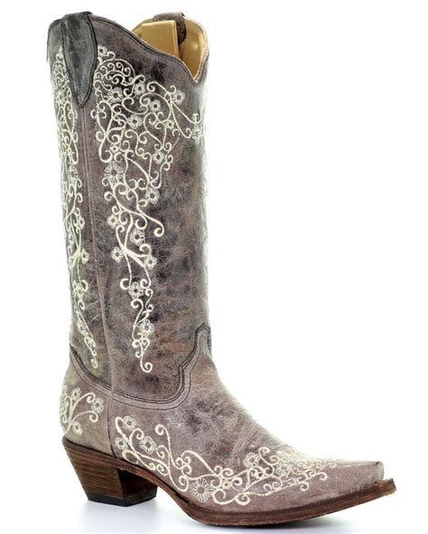 Corral boots for men, women and children are made by the finest boot makers in north america. Corral Brown Crater with Bone Embroidery Cowgirl Boots ...