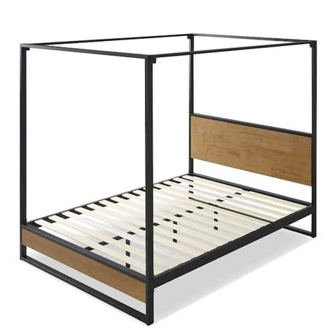 Zinus Suzanne Brown Metal And Wood Full Canopy Platform Bed Frame