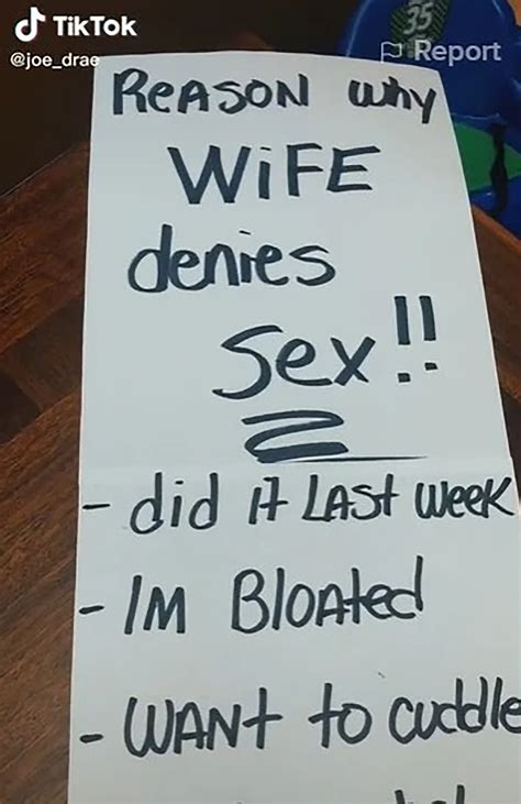 Man Shares Massive List Of Reasons His Wife Gives For Not Having Sex