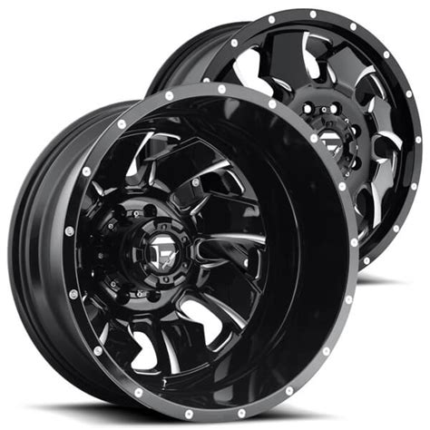 20 Fuel Wheels D574 Cleaver Dually Gloss Black Milled Off Road Rims