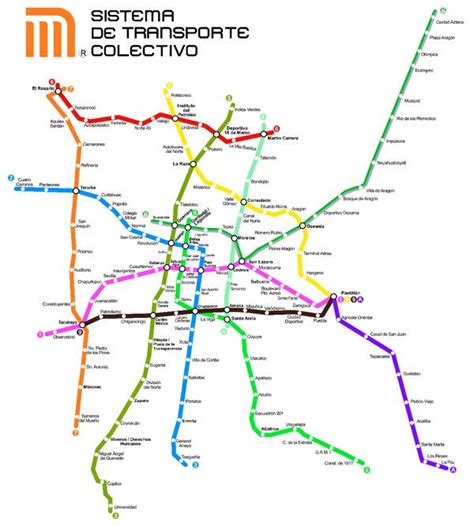 Mexico city metro, subway, tube or underground is a transit system serving the city of mexico the metro network has 12 lines and 195 stations forming a rail network of 140,7 miles (226,5 km). Plano del metro de México, D.F. | Mapa del metro, Metro de ...