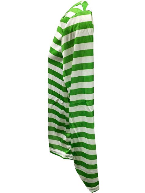 Green And White Striped Long Sleeve Shirt