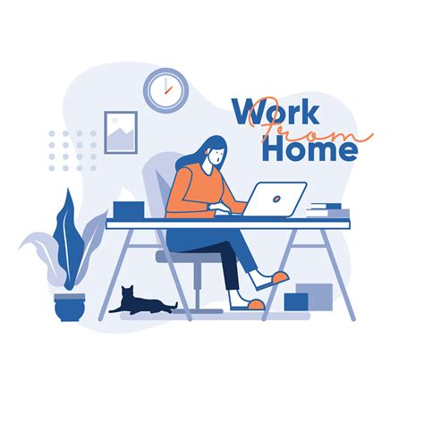 Girl working at home 1180969 Vector Art at Vecteezy