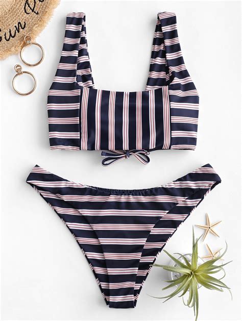 zaful square lace up striped bikini swimsuit bikinis bikini my xxx hot girl
