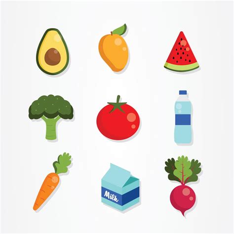 Healthy Food Icons Vector Pack 542444 Vector Art At Vecteezy