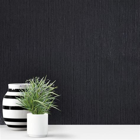 75808 Charcoal Black Grey Faux Grasscloth Textured Wallpaper Grey