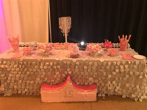 Quinceañera candy table | Table decorations, Candy table, Table