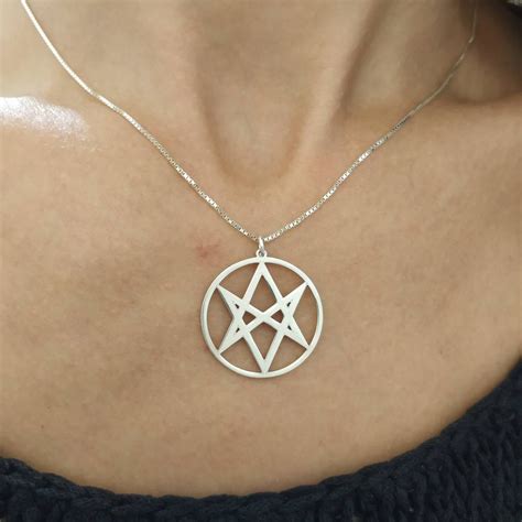 Unicursal Hexagram Necklace Pagan Protection Thelema Etsy Israel