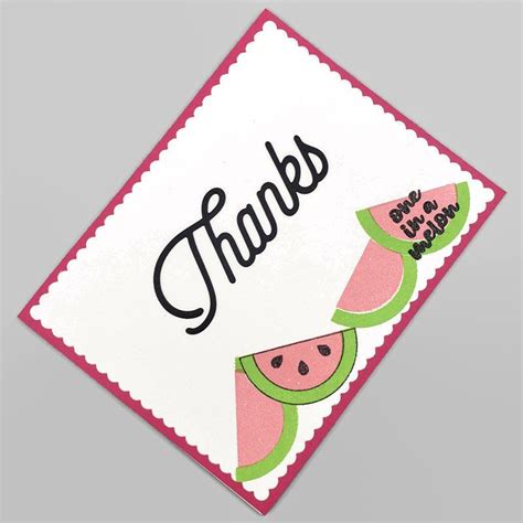 Thanks One In A Melon Watermelon Themed Thank You Card Etsy Cards