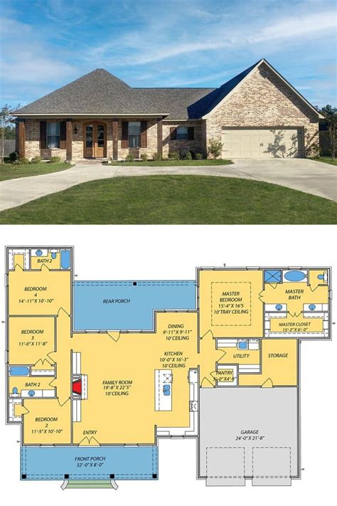 The Floor Plan For This Ranch House Is Very Large And Has Two Master Suites On Each Side