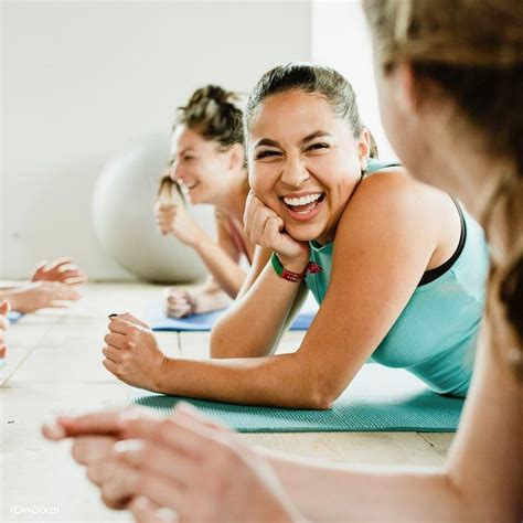 Download Premium Image Of Group Of Cheerful Women In Yoga Class By