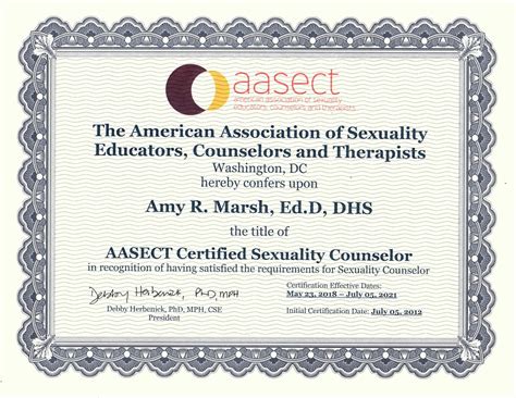 Aasect Sexuality Counselor Certification Renewed Til 2021 Amy Marsh Sexologist And Hypnotist