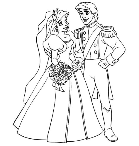 Ariel And Prince Eric Wedding Coloring Pages