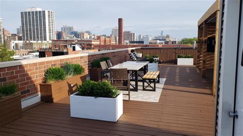 Roof Deck With Louvered Pergola Lakeview Chicago Landscape Design