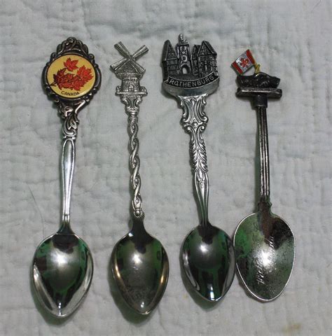 18 Vintage Souvenir Collector Spoons Silver Color World Etsy