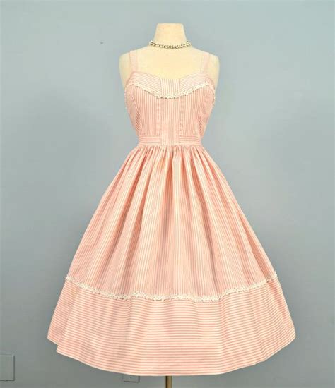 Vintage 1950s Sundressdarling Pink And White Stripe By Deomas