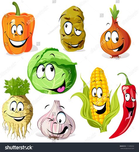 Funny Vegetable Spice Cartoon Isolated On Stock Vector 111039242 ...