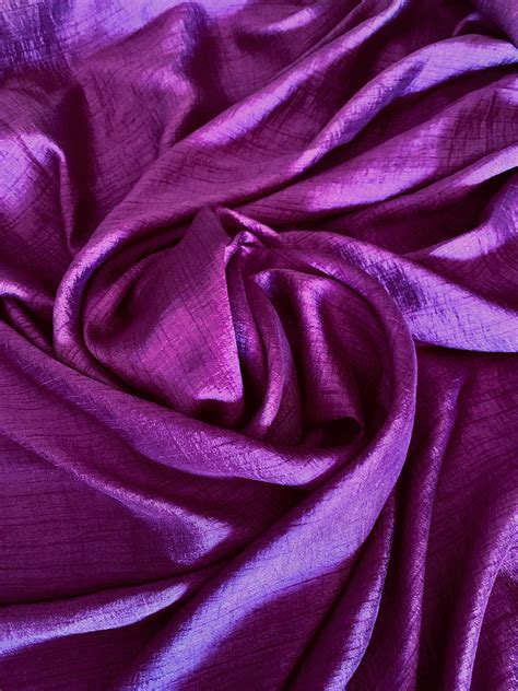 Soft Silky Poly Linen Satin Purple Fabric Art Silk Purple Party Dress Plain Wedding Material