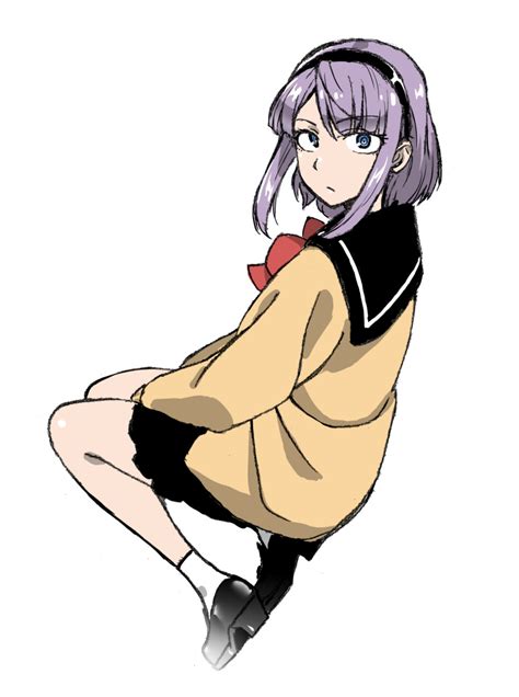 Safebooru 1girl Black Shoes Blue Eyes Dagashi Kashi Hairband Highres Kurai Nao Looking At