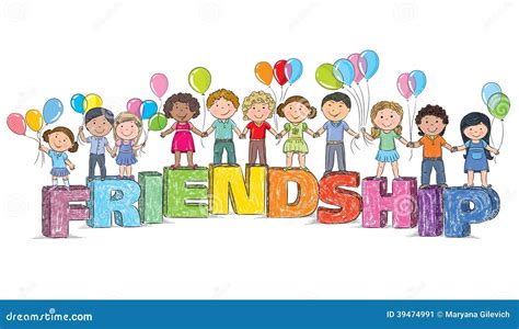 Children On The Word Friendship Illustration 39474991 Megapixl